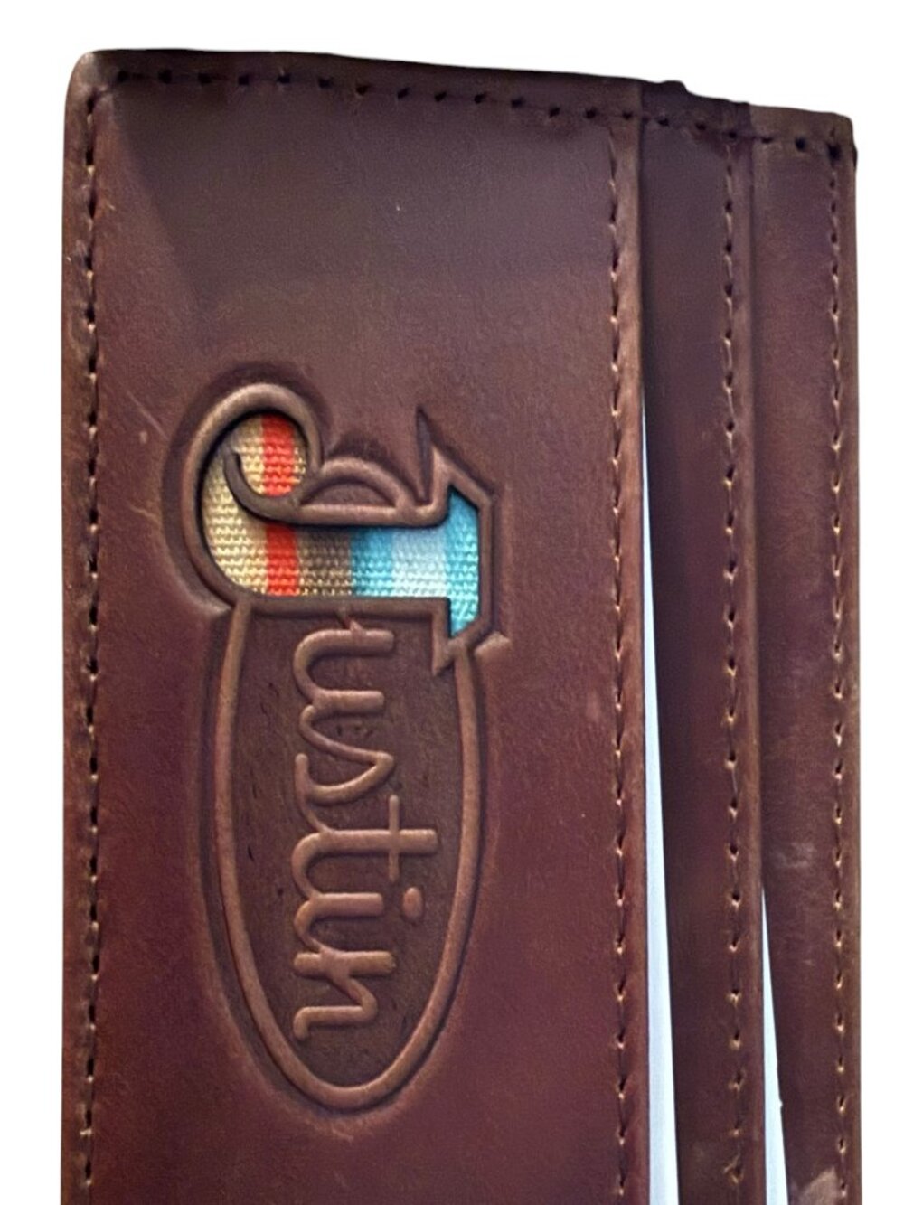 Justin Boots RFID Blocking Magnetic Money Clip Brown Leather Card Wallet